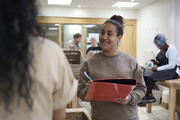 Volunteers working in community food center