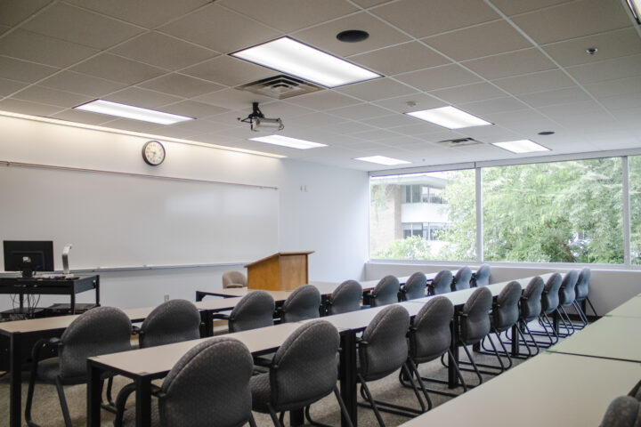 Conference Room 2322 shown in classroom setup