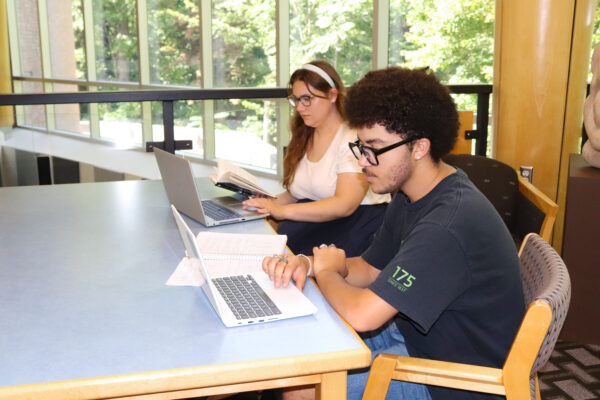 Students reading in library